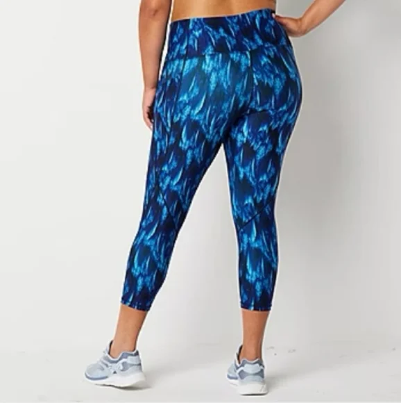 NWT Women's Xersion Blue Abstract 7/8 Ankle Legging, L - Picture 2 of 6